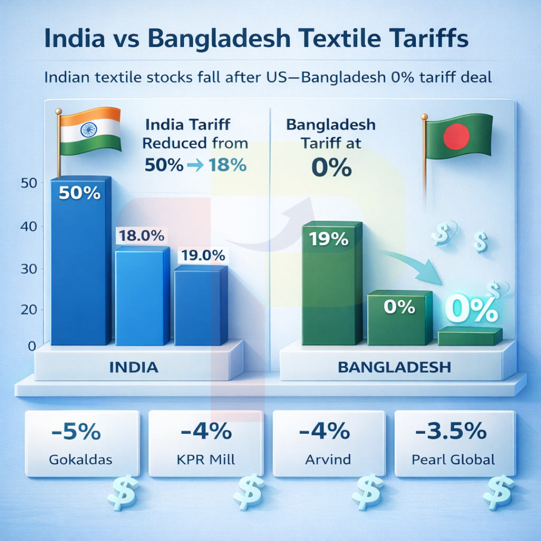 India's Textile Stocks Fall After US-Bangladesh 0% Tariff Deal