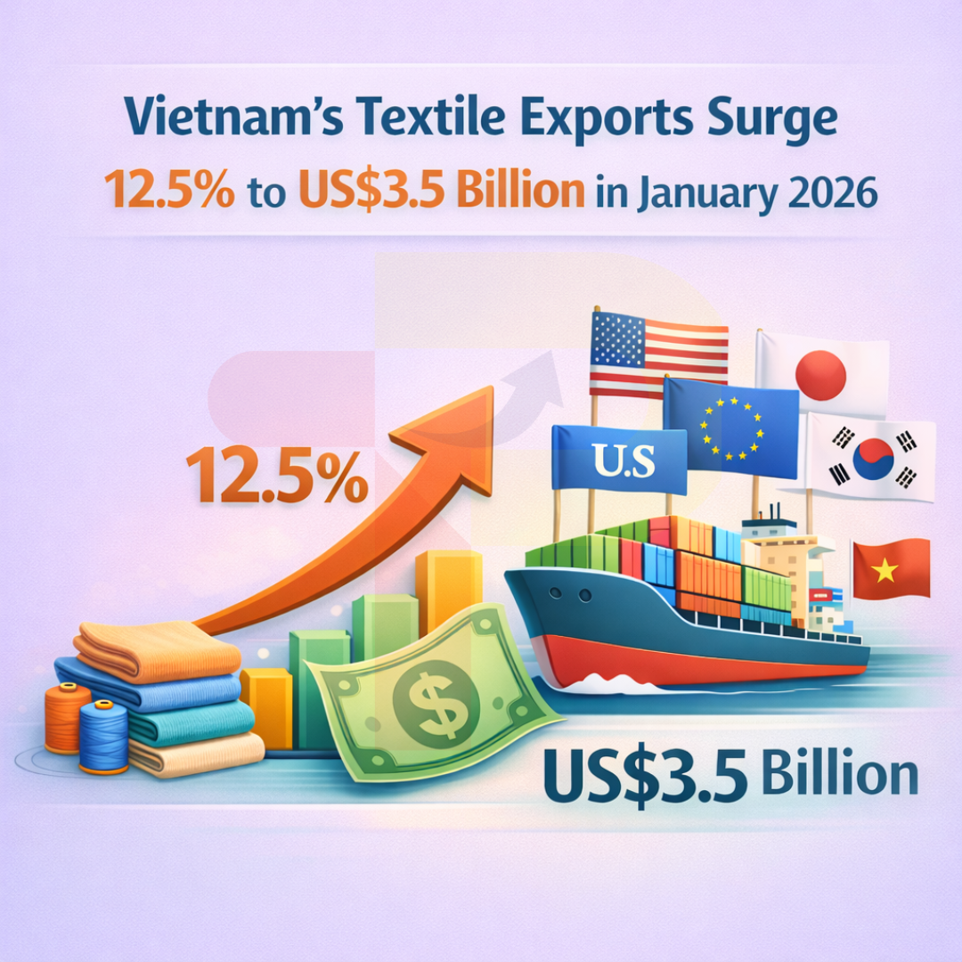 Vietnam's Textile Exports Surge 12.5% to US$3.5 Billion in Jan 2026
