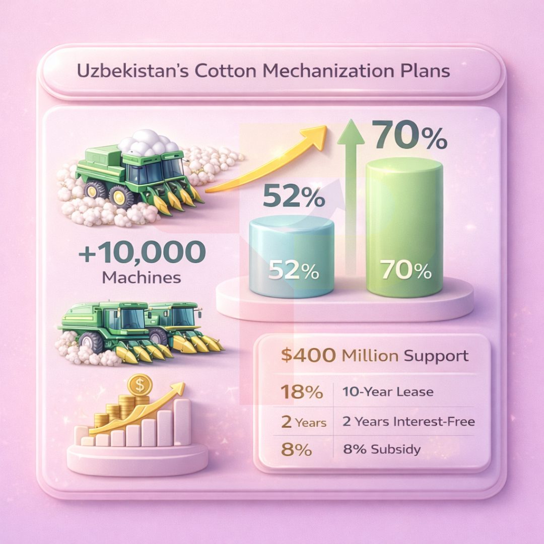 Uzbekistan Targets 70% Automated Cotton Harvest